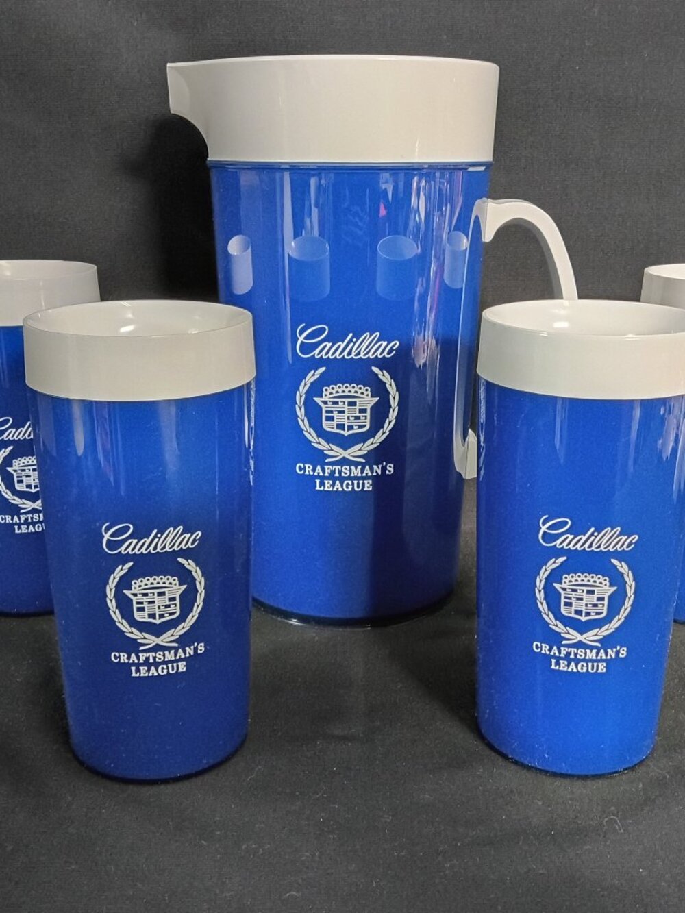 Vintage Cadillac Craftsman’s League Thermo-Serv Pitcher & Tumblers NOS